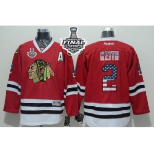 NHL Chicago Blackhawks #2 Duncan Keith Red USA Flag Fashion 2015 Stanley Cup Stitched Jerseys