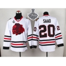 NHL Chicago Blackhawks #20 Brandon Saad White(Red Skull) 2015 Stanley Cup Stitched Jerseys