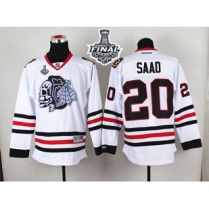 NHL Chicago Blackhawks #20 Brandon Saad White(White Skull) 2015 Stanley Cup Stitched Jerseys