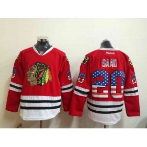 NHL Chicago Blackhawks #20 Saad red national flag Stitched
