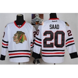 NHL Chicago Blackhawks #20 Saad white 2015 Stanley Cup Champions jerseys