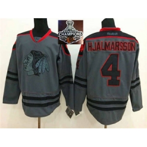 NHL Chicago Blackhawks #4 Niklas Hjalmarsson Charcoal Cross Check Fashion 2015 Stanley Cup Champions jerseys