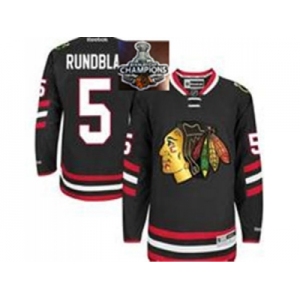 NHL Chicago Blackhawks #5 David Rundblad Black 2014 Stadium Series 2015 Stanley Cup Champions jerseys