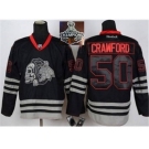 NHL Chicago Blackhawks #50 Corey Crawford Black Ice Skull logo 2015 Stanley Cup Champions jerseys