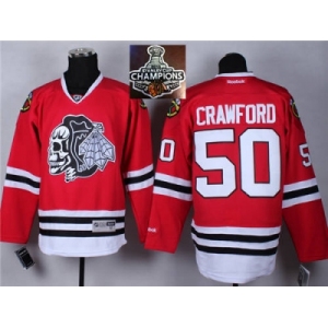 NHL Chicago Blackhawks #50 Corey Crawford Red(White Skull) 2014 Stadium Series 2015 Stanley Cup Champions jerseys