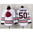 NHL Chicago Blackhawks #50 Corey Crawford White(Red Skull) Stitched Jerseys