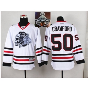 NHL Chicago Blackhawks #50 Corey Crawford White(White Skull) 2014 Stadium Series 2015 Stanley Cup Champions jerseys