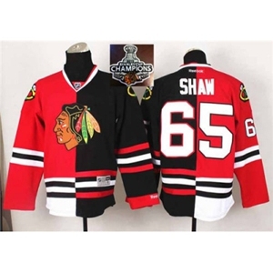 NHL Chicago Blackhawks #65 Andrew Shaw Red Black Split 2015 Stanley Cup Champions jerseys