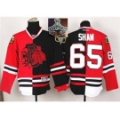 NHL Chicago Blackhawks #65 Andrew Shaw Red Black Split Skull Logo Fashion 2015 Stanley Cup Champions jerseys