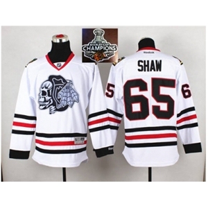 NHL Chicago Blackhawks #65 Andrew Shaw White(White Skull) 2014 Stadium Series 2015 Stanley Cup Champions jerseys