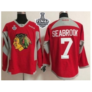 NHL Chicago Blackhawks #7 Brent Seabrook Red Practice 2015 Stanley Cup Stitched Jerseys