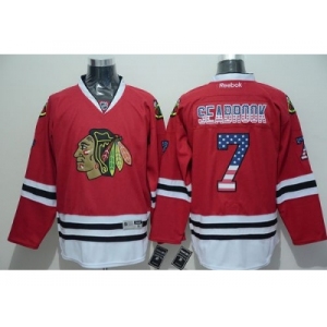 NHL Chicago Blackhawks #7 Brent Seabrook Red USA Flag Fashion Stitched Jerseys