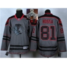 NHL Chicago Blackhawks #81 Marian Hossa Charcoal Cross Check Fashion 2015 Stanley Cup Champions jerseys