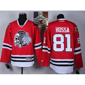NHL Chicago Blackhawks #81 Marian Hossa Red(White Skull) 2014 Stadium Series 2015 Stanley Cup Champions jerseys