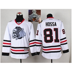 NHL Chicago Blackhawks #81 Marian Hossa White(White Skull) 2014 Stadium Series 2015 Stanley Cup Champions jerseys