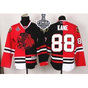 NHL Chicago Blackhawks #88 Patrick Kane Red-Black Split Red Skull 2015 Stanley Cup Stitched Jerseys