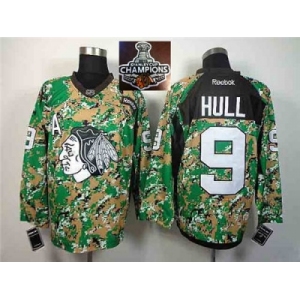 NHL Chicago Blackhawks #9 Bobby Hull Camo Veterans Day Practice 2015 Stanley Cup Champions jerseys