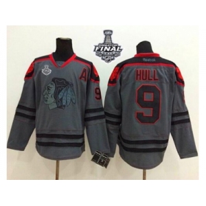 NHL Chicago Blackhawks #9 Bobby Hull Charcoal Cross Check Fashion 2015 Stanley Cup Stitched Jerseys