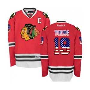 Reebok Chicago Blackhawks #19 Jonathan Toews Authentic Red USA Flag Fashion NHL Jersey