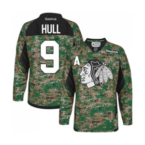 Reebok Chicago Blackhawks #9 Bobby Hull Authentic Camo Veterans Day Practice NHL Jersey