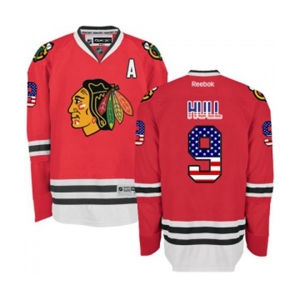 Reebok Chicago Blackhawks #9 Bobby Hull Premier Red USA Flag Fashion NHL Jersey