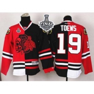 nhl jerseys chicago blackhawks #19 toews black-red[split][the skeleton head][2015 stanley cup]