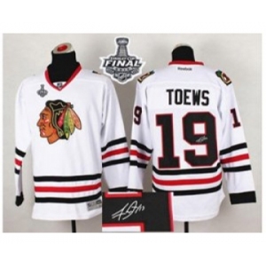 nhl jerseys chicago blackhawks #19 toews white Autographed[2015 stanley cup]