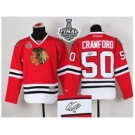 nhl jerseys chicago blackhawks #50 crawford red Autographed[2015 stanley cup]