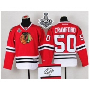 nhl jerseys chicago blackhawks #50 crawford red Autographed[2015 stanley cup]