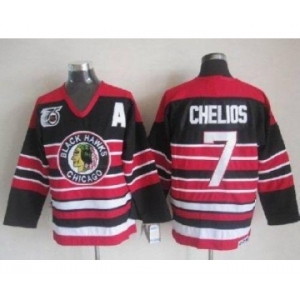 nhl jerseys chicago blackhawks #7 chelios black-red[75th][patch A]