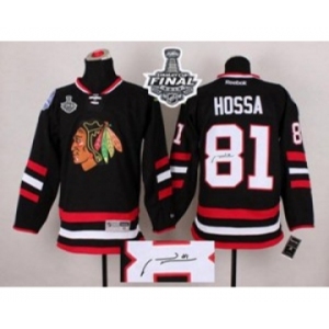 nhl jerseys chicago blackhawks #81 hossa black Autographed[2015 stanley cup]