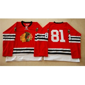 nhl jerseys mitchell and ness 1960-61 chicago blackhawks #81 noname red [throwback]
