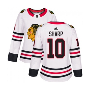 Women Adidas Chicago Blackhawks #10 Patrick Sharp Authentic White Away NHL Jersey