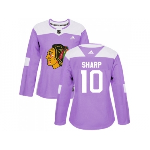 Women Adidas Chicago Blackhawks #10 Patrick Sharp Purple Authentic Fights Cancer Stitched NHL Jersey