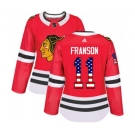 Women Adidas Chicago Blackhawks #11 Cody Franson Authentic Red USA Flag Fashion NHL Jersey