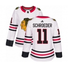Women Adidas Chicago Blackhawks #11 Jordan Schroeder Authentic White Away NHL Jersey