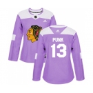 Women Adidas Chicago Blackhawks #13 CM Punk Authentic Purple Fights Cancer Practice NHL Jersey