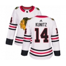 Women Adidas Chicago Blackhawks #14 Chris Kunitz Authentic White Away NHL Jersey