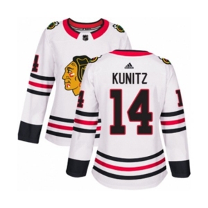 Women Adidas Chicago Blackhawks #14 Chris Kunitz Authentic White Away NHL Jersey