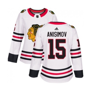 Women Adidas Chicago Blackhawks #15 Artem Anisimov Authentic White Away NHL Jersey