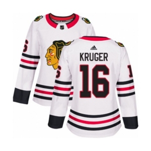 Women Adidas Chicago Blackhawks #16 Marcus Kruger Authentic White Away NHL Jersey