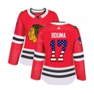 Women Adidas Chicago Blackhawks #17 Lance Bouma Authentic Red USA Flag Fashion NHL Jersey
