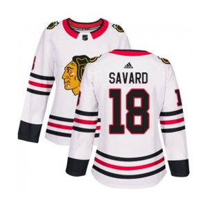 Women Adidas Chicago Blackhawks #18 Denis Savard Authentic White Away NHL Jersey