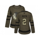 Women Adidas Chicago Blackhawks #2 Duncan Keith Green Salute to Service Stitched NHL Jersey