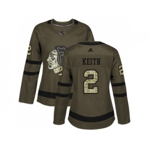 Women Adidas Chicago Blackhawks #2 Duncan Keith Green Salute to Service Stitched NHL Jersey