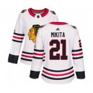 Women Adidas Chicago Blackhawks #21 Stan Mikita Authentic White Away NHL Jersey