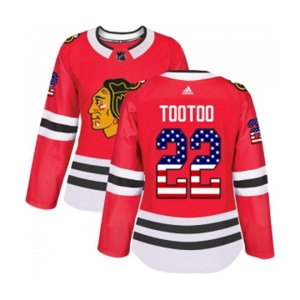 Women Adidas Chicago Blackhawks #22 Jordin Tootoo Authentic Red USA Flag Fashion NHL Jersey