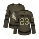 Women Adidas Chicago Blackhawks #23 Brandon Manning Authentic Green Salute to Service NHL Jersey
