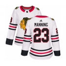 Women Adidas Chicago Blackhawks #23 Brandon Manning Authentic White Away NHL Jersey