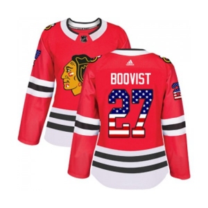 Women Adidas Chicago Blackhawks #27 Adam Boqvist Authentic Red USA Flag Fashion NHL Jersey
